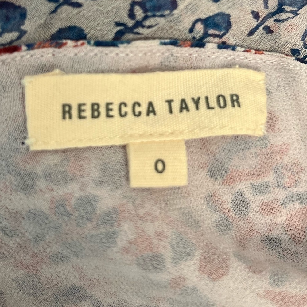 Rebecca Taylor blue red white mixed print silk sleeveless midi dress size 0 - Picture 9 of 14